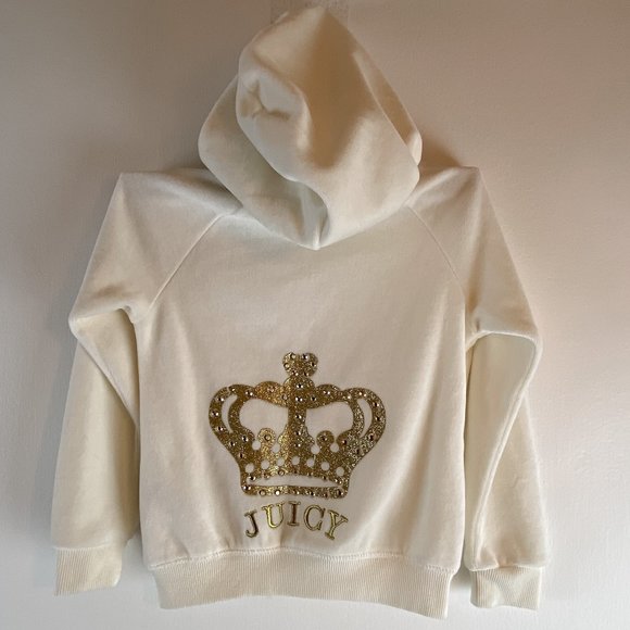 Kids Juicy Couture Vanilla Cream Coloured Hoodie with Gold Crown 4T - Picture 6 of 8